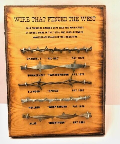 Vintage WIRE THAT FENCED THE WEST Barb BARBED WIRE DISPLAY Collection GIFT  9X12