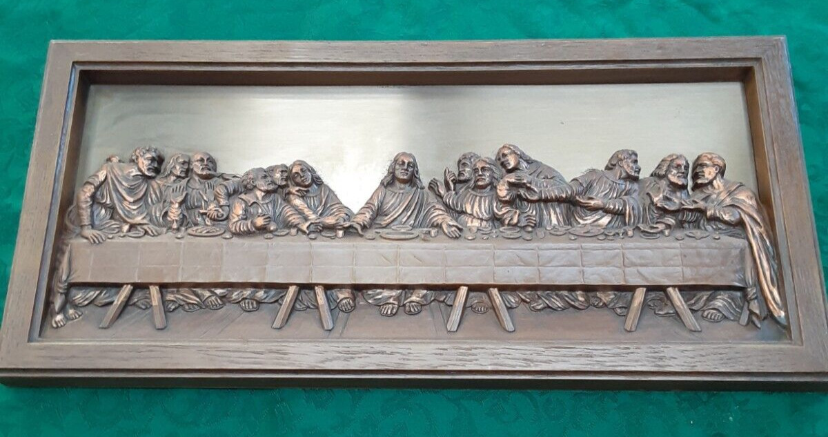 vtg Mid Century Modern JESUS The Last Supper COPPERCRAFT GUILD Wall Plaque