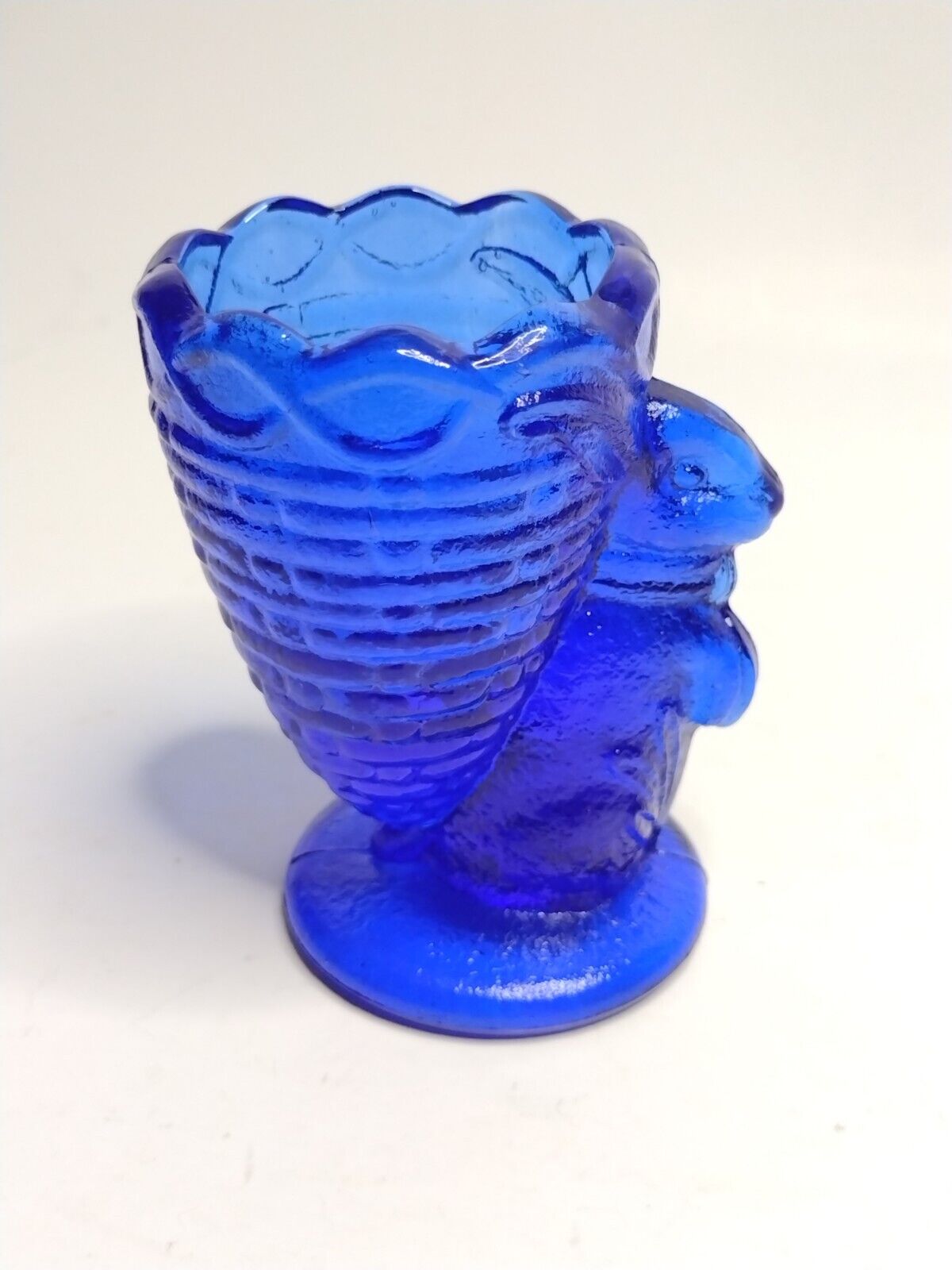 Cobalt Blue Glass Easter Bunny w/Basket Toothpick Holder