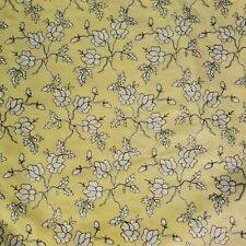 Vintage Embroidered Yellow Silk Brocade Fabric Floral 4+ Yds Pillows Crafts picture