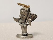 VINTAGE L'IL ANGELS BY CATHEDRAL GENUINE FINE PEWTER JULY MINIATURE ANGEL FIGURE picture
