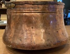 Antique 19th Century Extra Large Hand Chased French Copper Cauldron picture