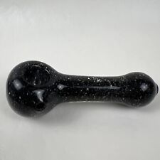 4.75 Black Speckled Thick Glass Tobacco Smoking Pipe Handmade Tobacco Herb Pipe picture