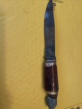 VINTAGE G.C.C.CO FIXED BLADE KNIFE & LEATHER SHEATH BONE HANDLE JAPAN picture