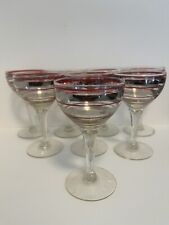 RARE VTG 8 Federal Glass Philco Coupe Bar WIne  Glass Mid century Red And Silver picture