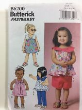 2015 Butterick B6200 Sewing Pattern Toddlers Top Dress Shorts Lot Sz 0.5 1 2 3 4 picture
