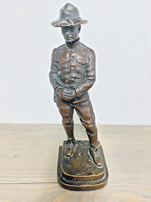 Vintage K.B.W. Bronze Clad Spanish-American Army Soldier Statue Antique Bookend picture
