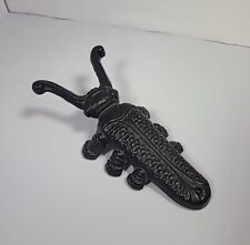 Vtg Cast Iron Beetle Boot Jack Ornate Door Stop Shoe Remover Bug Cowboy County picture