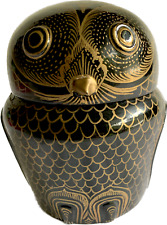 Vintage Classic Sleek Hand Created & Painted Owl Container (Burma) picture