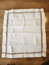 Vintage Pulled Thread Squared Linen Cloth Or Doily Antique White Estate Find picture
