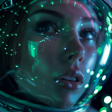 Signed Fine ART PRINT / 8x8 Pretty Space Girl Photography Female Astronaut picture