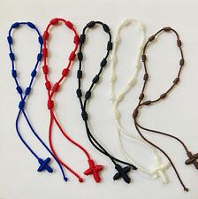 5 Nylon Thread Knotted Rosary Religious Bracelet lot picture