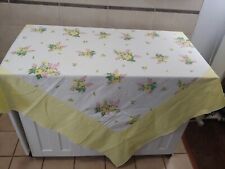 VINTAGE FLORAL TABLECLOTH WITH YELLOW EDGE picture
