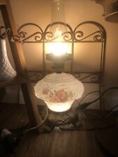 Vtg Gone With wind   Hurricane Table Lamp Pink Roses Victorian Art Deco **WORKS* picture