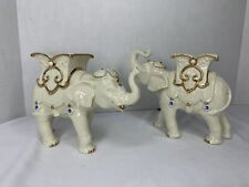 LENOX HandCrafted Porcelain Elephant Figurines 24K Gold Trim DAMAGED Set Of 2 picture