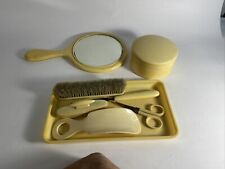 7 Piece, Bakelite Vintage French Ivory Hand Vanity Mirror Grooming,kit picture