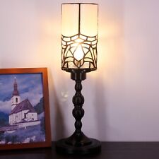 Small Tiffany Desk Lamp White Bending Style Stained Glass Candlestick Light picture