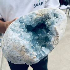 13.2lb Large Natural Blue Celestite Crystal Geode Quartz Cluster Mineral Specime picture