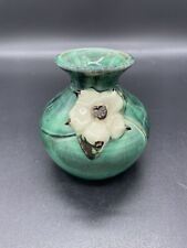 Vintage Bud Vase Green Blue Pottery Signed Ineke BC Canada Flower 3