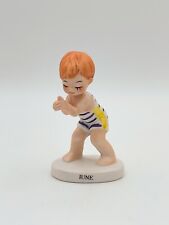 Vintage Lefton June Birthday Month Boy Swimming Figurine Foil Sticker picture