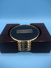 Preowned 4-Martin & Company BTS Group USA Leather & Brass Coasters Paper Weight picture