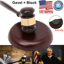 Wooden Handcrafted Gavel Hammer + Sound Block for Lawyer Judge Auction Sale US picture