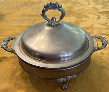 Raimond Silverplate covered serving dish w Anchor Hocking Fire King glass dish picture