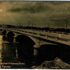c1910s Wichita KS Night Arkansas River Bridge Wonderland CA Tanner Postcard A151 picture