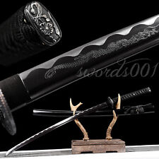black dragon japanese samurai katana sword carbon steel engraved blade full tang picture