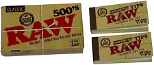 Raw 500's Classic Natural Unrefined Rolling Papers With Tips **Free Shipping** picture