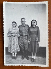 Beautiful military guy in uniform with girls, tender guy, gay int Vintage photo picture