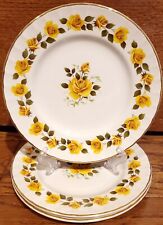 Vintage Golden Rose Ridgway Bread & Butter Plates Made in England Set/4 picture