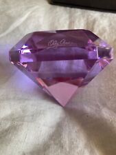 Oleg Cassini Amethyst Color Emerald Cut Large Crystal Paperweight picture