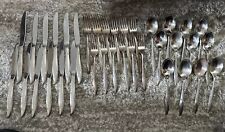 43 Pc Oneida Community SILVER PLATED FLOWERS FLATWARE SET Preowned 2 Spoon Stain picture