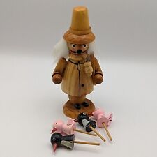 German Pipe Smoker Incense Burner Carved Wooden Duck Hunter with Ducks picture