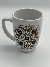 Dot Mandala Coffee Mug Dot Art Hand Painted Royal Norfolk Ceramic Boho White picture