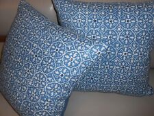 CHINA SEAS Quadrille fabric pillows Nitik II print Blue White Custom new PAIR picture