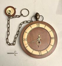 Vintage 50’s Wooden Wall/ Hanging Winding Decorative Clock w/ Key Mid Century picture