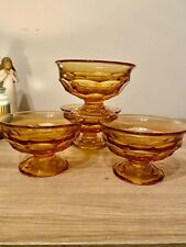 Rare Amber Glass, set of 4 dessert dishes-pedestal bowls.Vintage Georgian Viking picture