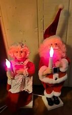 Telco Motionette Santa & Mrs Claus Tall Lighted Figurines Vintage Pair Animated  picture