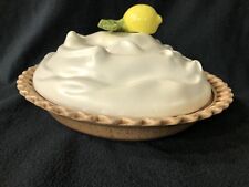 Vintage Lemon Meringue Pie Keeper Covered Pie Dish Dessert Holder picture