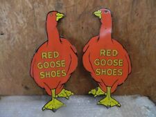 PORCELAIN RED GOOSE SHOES ENAMEL SIGN 24X12 INCHES picture