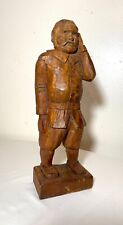 antique 1800's Folk Art hand carved wood figural man sculpture statue figure . picture