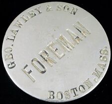 ANTIQUE GEORGE LAWLEY & SON SHIPBUILDING FOREMAN BADGE AMERICA'S CUP HISTORY  picture