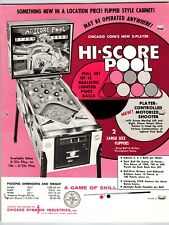 Hi-Score Pool Pinball Flyer Original Lady Billiard Table Player Art Chicago Coin picture