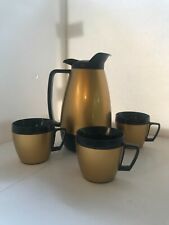 MCM West Bend Thermo Serv Cup Mug & Carafe Set (gold/black) picture