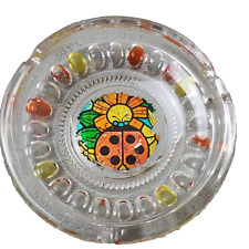 Vintage Ladybug Ashtray Adult's Multi-Color Groovy Foil 70s Collectible Lucite picture
