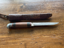 Vintage West Cut USA ~ Fixed Blade Hunting Knife w/Wood Handle & Sheath--1051.24 picture