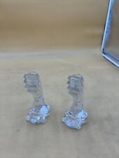 VINTAGE LENOX FINE CRYSTAL CLEAR CANDLE HOLDERS SET OF 2 picture