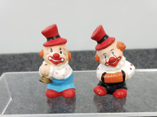 2 Ceramic Miniature Circus Clown Figurines handcrafted 2in vintage picture